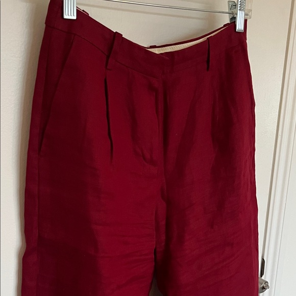 J.Crew Red Linen Women's Pants - Picture 2 of 5